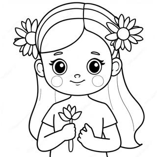 Page A Colorier De La Mignonne Ashley Avec Une Fleur 50925-42430