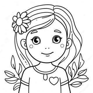 Page A Colorier De La Mignonne Ashley Avec Une Fleur 50925-42431