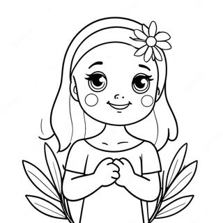 Page A Colorier De La Mignonne Ashley Avec Une Fleur 50925-42432