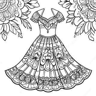 Page A Colorier De Robe Folklorique Vibrante 51165-42625