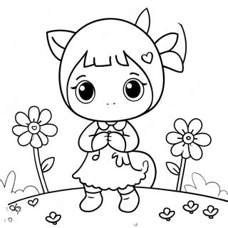 Page A Colorier De Kiki Mignon Avec Des Fleurs 51195-42646