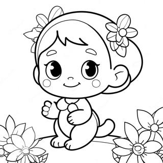 Page A Colorier De Kiki Mignon Avec Des Fleurs 51195-42647