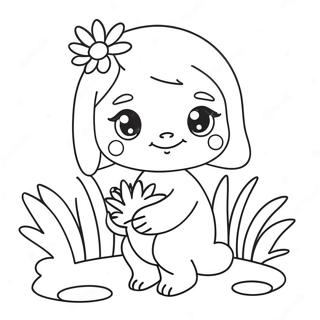 Page A Colorier De Kiki Mignon Avec Des Fleurs 51195-42648