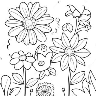 Page A Colorier De Fleurs Colorees De Jardin 51285-42723