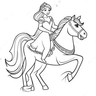 Page A Colorier De La Princesse Elegante Montant Un Cheval Majestueux 51295-42718