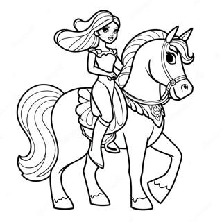 Page A Colorier De La Princesse Elegante Montant Un Cheval Majestueux 51295-42719