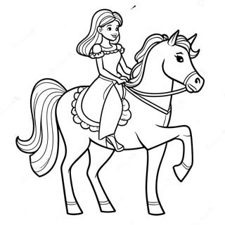 Page A Colorier De La Princesse Elegante Montant Un Cheval Majestueux 51295-42720