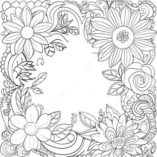 Page A Colorier De Bordure De Fleurs Simples 51314-42747