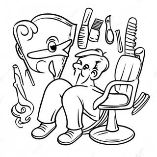 Page A Colorier De Coiffeur Drole Avec Des Ciseaux 51325-42751