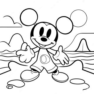 Page A Colorier De Mickey Mouse Samusant A La Plage 51345-42765