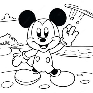 Page A Colorier De Mickey Mouse Samusant A La Plage 51345-42766