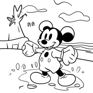 Page A Colorier De Mickey Mouse Samusant A La Plage 51345-42767