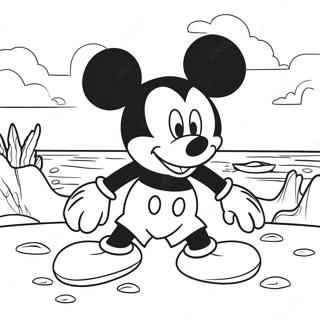 Page A Colorier De Mickey Mouse Samusant A La Plage 51345-42768