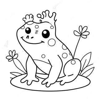 Page A Colorier Mignonne Grenouille Kawaii Avec Des Fleurs 51375-42792