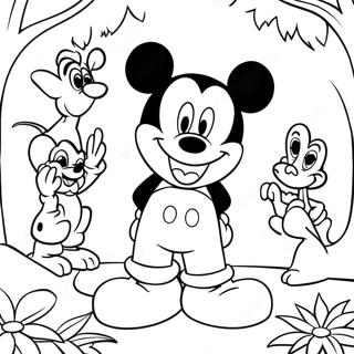 Page A Colorier Mickey Mouse Avec Animaux De La Jungle 51545-42925