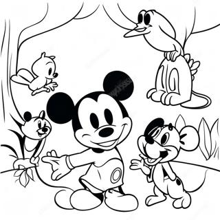 Page A Colorier Mickey Mouse Avec Animaux De La Jungle 51545-42926