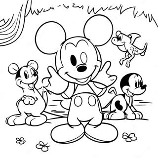 Page A Colorier Mickey Mouse Avec Animaux De La Jungle 51545-42927