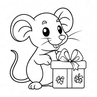 Page A Colorier Adorable Souris De Noel Avec Cadeaux 51585-42954