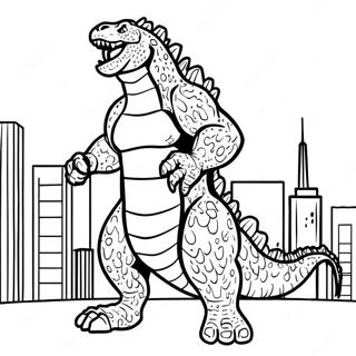 Godzilla Rugissant Dans La Ville Page A Colorier 51665-43025