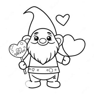 Gnome De La Saint-Valentin Pages À Colorier