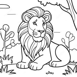 Page A Colorier Lion Majestueux Dans La Jungle 52056-43333