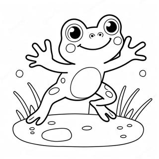 Page A Colorier Grenouille Mignonne Sautant 52116-43377