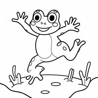 Page A Colorier Grenouille Mignonne Sautant 52116-43378