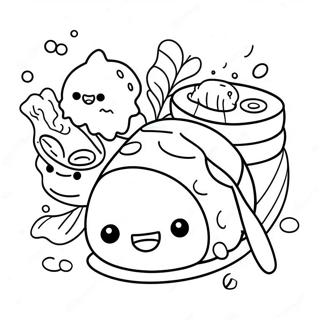 Page A Colorier Sushi Kawaii Mignon 52126-43382