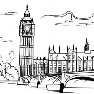 Page A Colorier Big Ben Au Coucher De Soleil 52146-43397