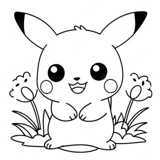 Page A Colorier Fille Pikachu Mignonne Avec Des Fleurs 52186-43431