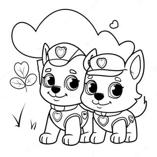 Page A Colorier De Chiots Paw Patrol Mignons Avec Des Coeurs 52347-43550