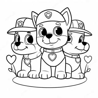 Page A Colorier De Chiots Paw Patrol Mignons Avec Des Coeurs 52347-43551