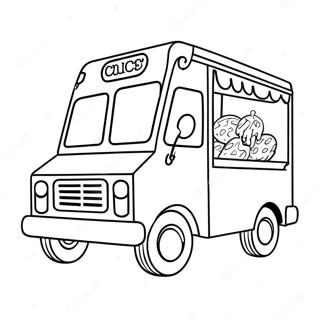 Page A Colorier De Camion De Creme Glacee Colore Avec Des Enfants 52507-43679