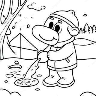 Page A Colorier De Peche Sur Glace Dans Un Pays Des Merveilles Dhiver 52617-43767