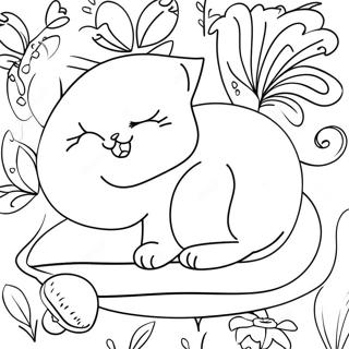 Page A Colorier Dun Chat Mignon Dormant Sur Un Coussin 52727-43857