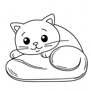 Page A Colorier Dun Chat Mignon Dormant Sur Un Coussin 52727-43858