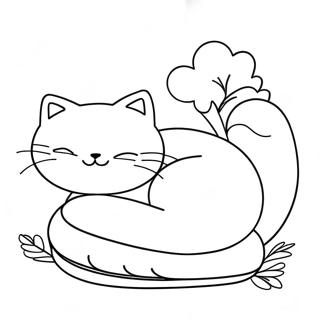 Page A Colorier Dun Chat Mignon Dormant Sur Un Coussin 52727-43860