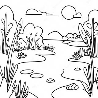 Page A Colorier Du Beau Paysage Des Zones Humides 52797-43909