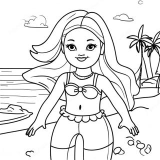 Page A Colorier De Barbie Samusant A La Plage 52807-43925