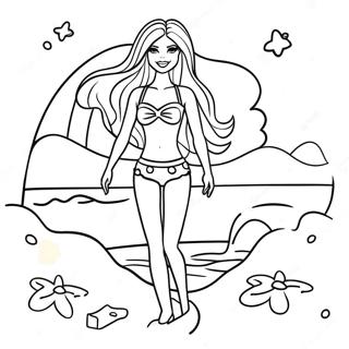 Page A Colorier De Barbie Samusant A La Plage 52807-43928