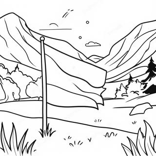 Page A Colorier Du Paysage Des Highlands Ecossais Avec Drapeau 52847-44593