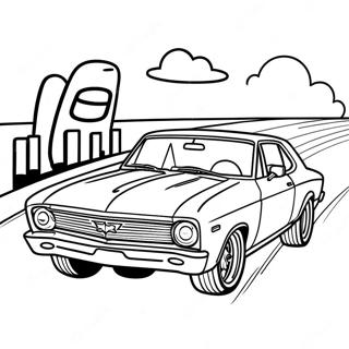 Scene De Course Chevy Nova A Colorier 52927-43993