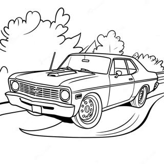 Scene De Course Chevy Nova A Colorier 52927-43994