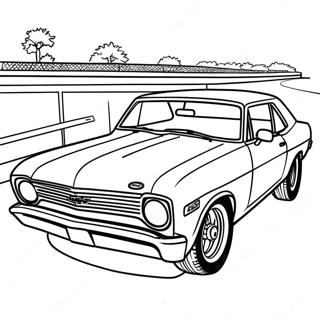 Scene De Course Chevy Nova A Colorier 52927-43995