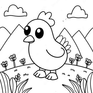 Page A Colorier De La Mignonne Poule Minecraft Dans Un Champ 52987-44050