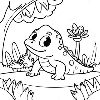 Page A Colorier Dun Joli Triton Dans Un Jardin 53057-44117