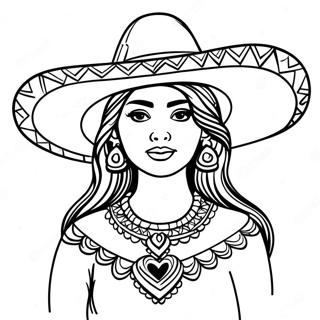 Fille Mexicaine Avec Sombrero A Colorier 53117-44165