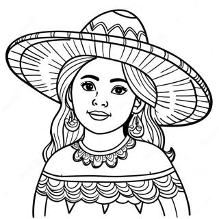 Fille Mexicaine Avec Sombrero A Colorier 53117-44166