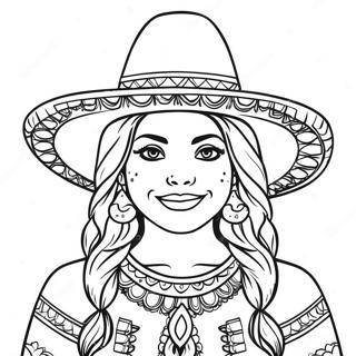 Fille Mexicaine Avec Sombrero A Colorier 53117-44168