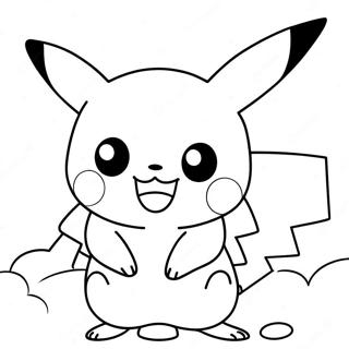 Mignon Pikachu En Train De Jouer A Colorier 53147-44183